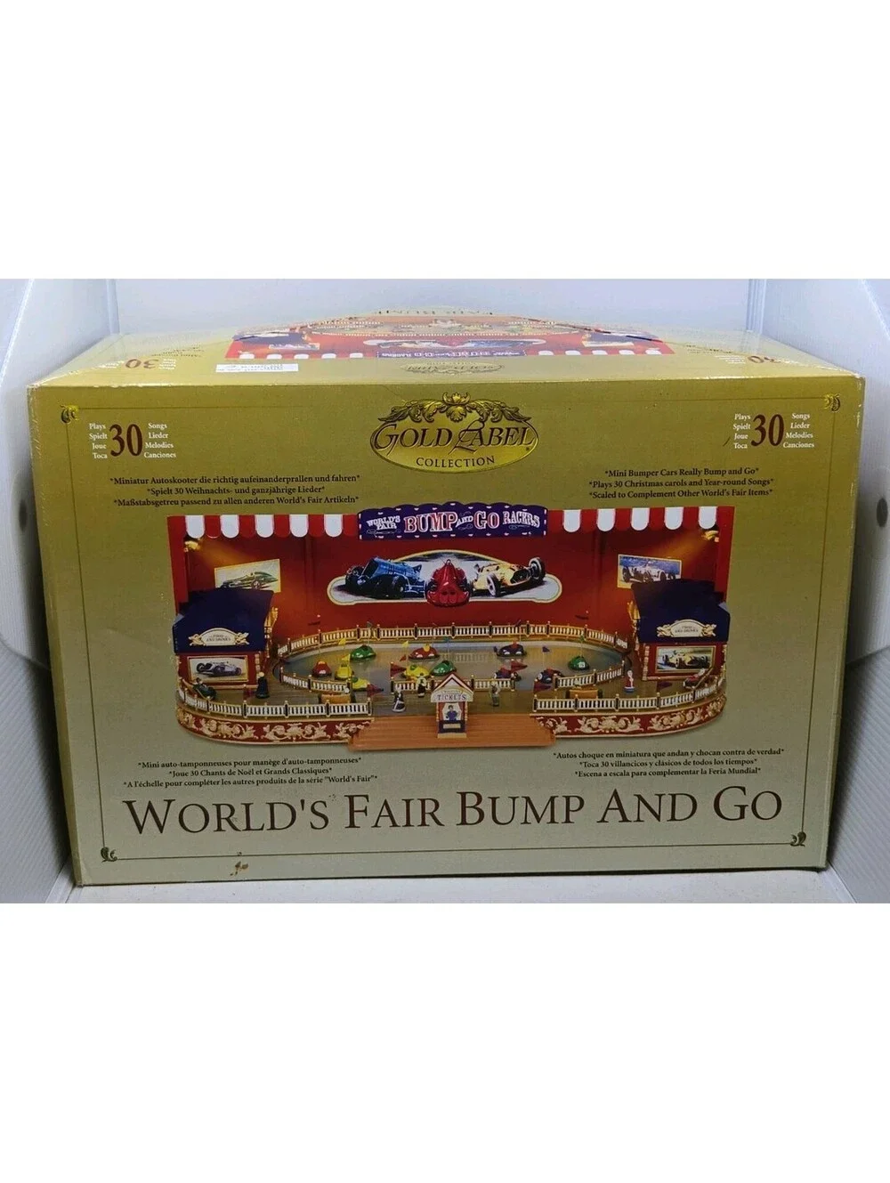 Mr Christmas Worlds Fair Gold Label Bump and Go Bumper Cars Display 2005 Vintage